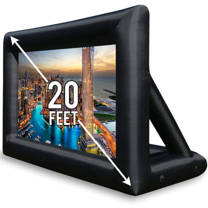 KHOMO GEAR 20 ft Outdoor Projector Screen - Supports Front and Rear Projection - Includes Inflation Fan, Tie-Downs and Storage Bag - Inflatable Projector Screen - CookCave