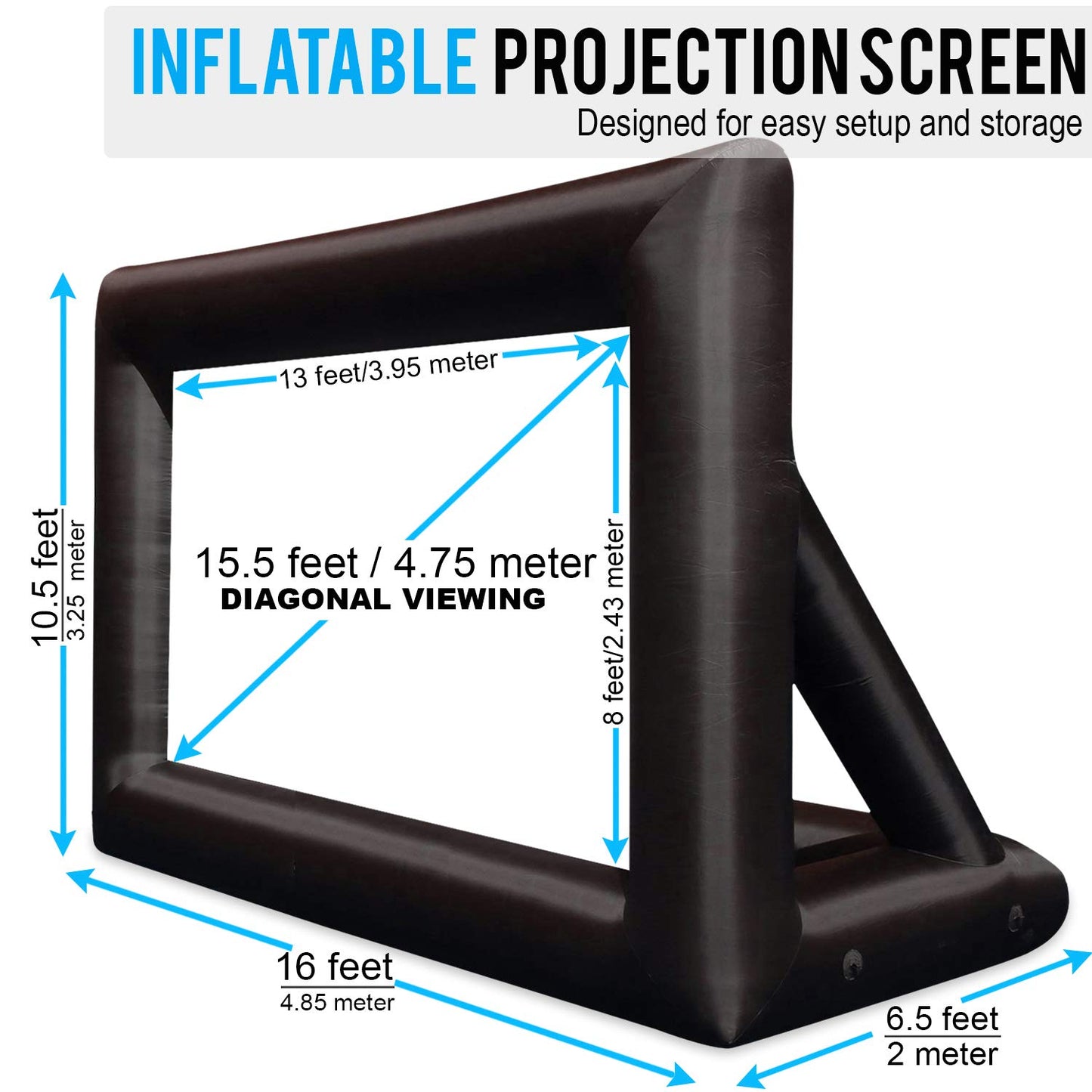 KHOMO GEAR 20 ft Outdoor Projector Screen - Supports Front and Rear Projection - Includes Inflation Fan, Tie-Downs and Storage Bag - Inflatable Projector Screen - CookCave