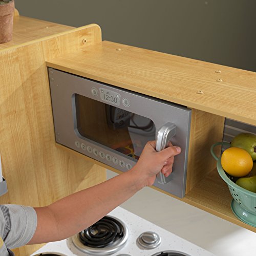 KidKraft Uptown Natural Wooden Play Kitchen with Play Phone, Chalkboard & Towel Rack, Gift for Ages 3+ - CookCave