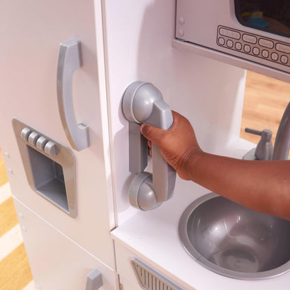 KidKraft Vintage Wooden Play Kitchen with Pretend Ice Maker and Play Phone, White - CookCave