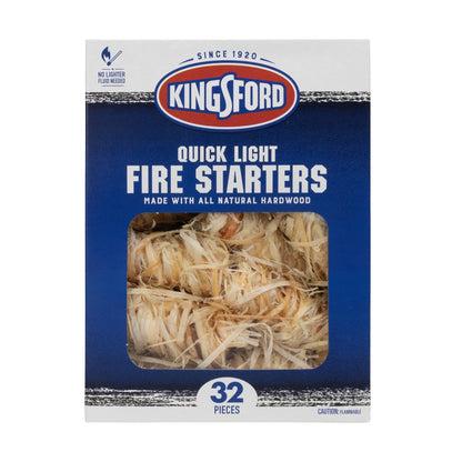 Kingsford Quick Light Fire Starters | Wooden Fire Starters Made with All Natural Hardwood for Grilling, Campfires, & Outdoor Fireplaces | 32 Count Fire Starter Rolls - CookCave