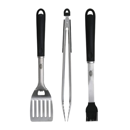 Kingsford Stainless Steel 3-Piece BBQ Tool Set | Tongs, Basting Brush, Spatula | Rust-Resistant Grilling Tools - CookCave
