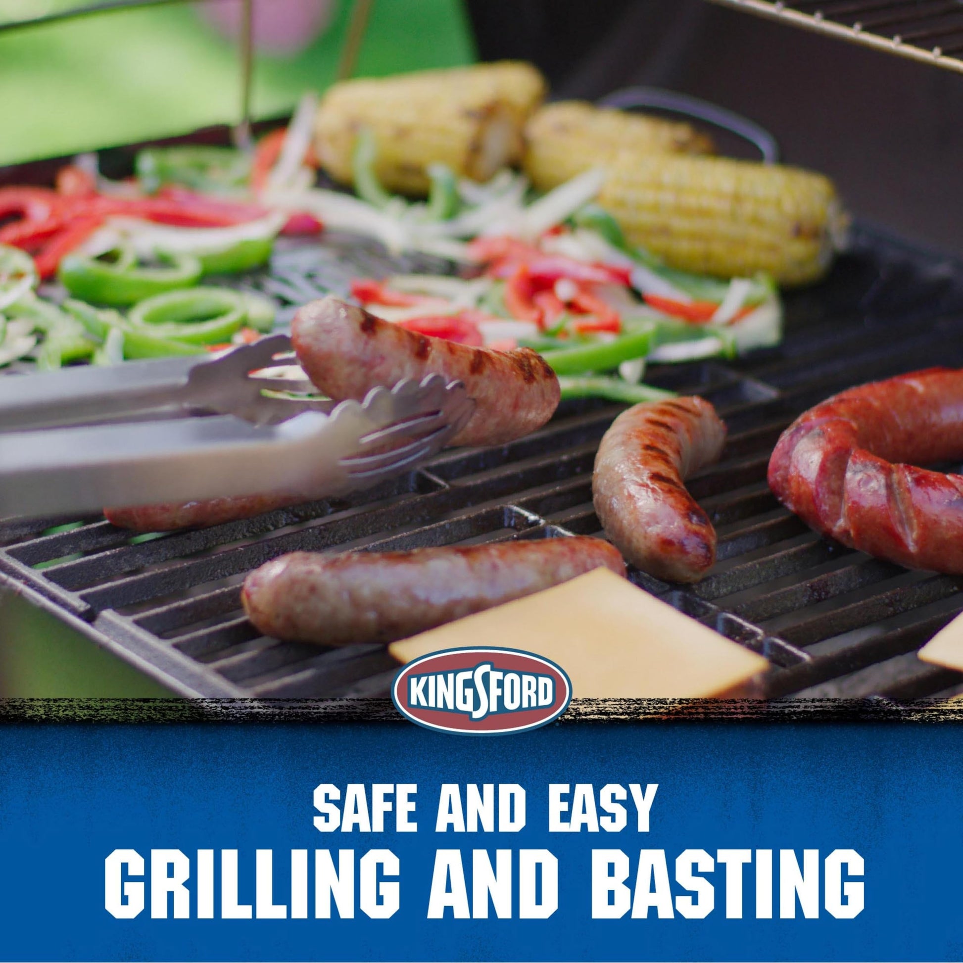 Kingsford Stainless Steel 3-Piece BBQ Tool Set | Tongs, Basting Brush, Spatula | Rust-Resistant Grilling Tools - CookCave