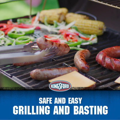Kingsford Stainless Steel 3-Piece BBQ Tool Set | Tongs, Basting Brush, Spatula | Rust-Resistant Grilling Tools - CookCave