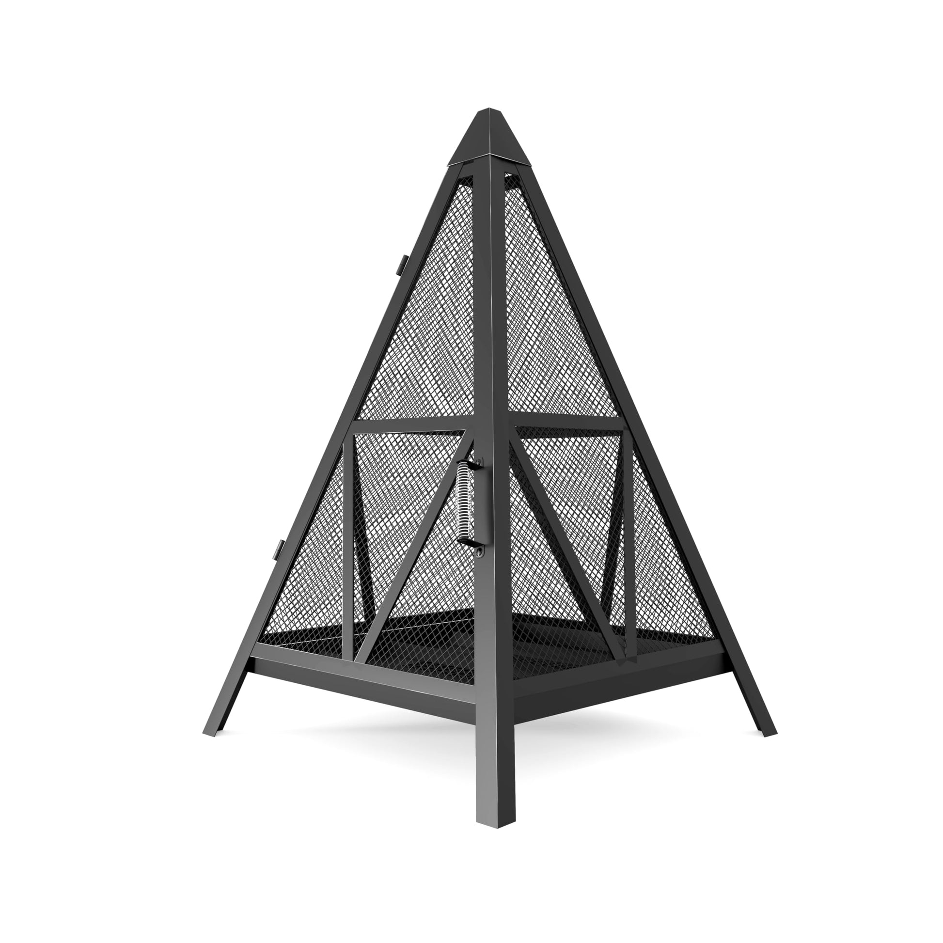 Kingson Pyramid Shape Heavy-Duty Steel Mesh Outdoor Fire Pit Includes Poker High-Temperature Powder-Coated Finish Durable Patio Fireplace for Gatherings & Entertainment - CookCave