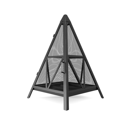 Kingson Pyramid Shape Heavy-Duty Steel Mesh Outdoor Fire Pit Includes Poker High-Temperature Powder-Coated Finish Durable Patio Fireplace for Gatherings & Entertainment - CookCave