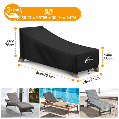 Kipiea Waterproof Patio Lounge Chair Covers for Outdoor Furniture, Heavy Duty Outdoor Chaise Lounge Cover with Anti UV and No Tears, No Fading (80"D x 28"W x 30"H) - CookCave