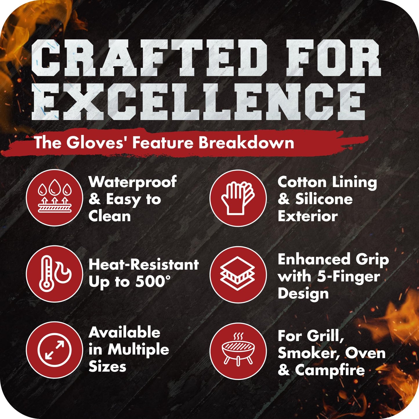 KITCHEN PERFECTION Silicone Smoker Oven Gloves-Extreme Heat Resistant BBQ Gloves-Handle Hot Food Right on Your Grill Fryer & Pit|Waterproof Grilling Cooking Baking Mitts|Superior Value Set +3 Bonuses - CookCave