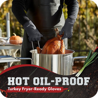 KITCHEN PERFECTION Silicone Smoker Oven Gloves-Extreme Heat Resistant BBQ Gloves-Handle Hot Food Right on Your Grill Fryer & Pit|Waterproof Grilling Cooking Baking Mitts|Superior Value Set +3 Bonuses - CookCave