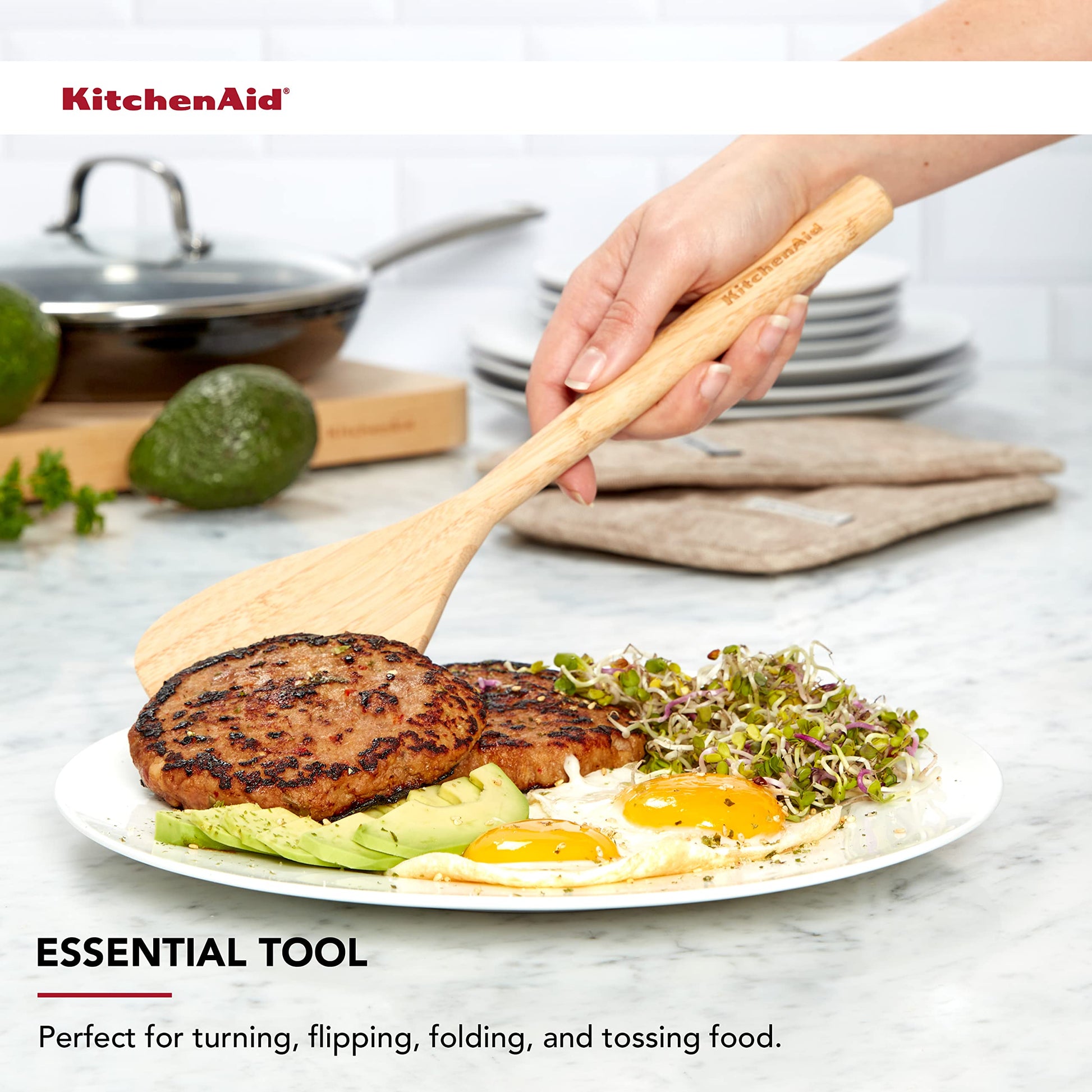 KitchenAid Universal Bamboo Short Turner, One size, Wood - CookCave