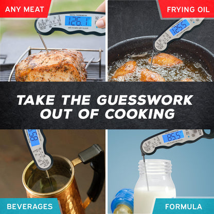 Kizen Instant Read Meat Thermometer Digital - Food Thermometer for Cooking, Grill, Oven, BBQ - Waterproof and Backlit Display - Kitchen Gadgets - CookCave