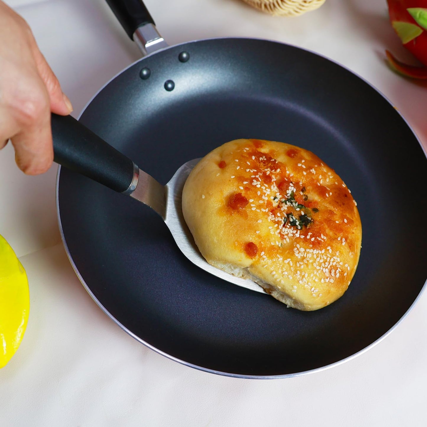 KLAQQED Stainless Steel Spatula Set - Cast Iron Skillet Spatula with Silicone Handle, Turner Flipper for Pancake, Burger, Egg Cooking & BBQ Grill - CookCave