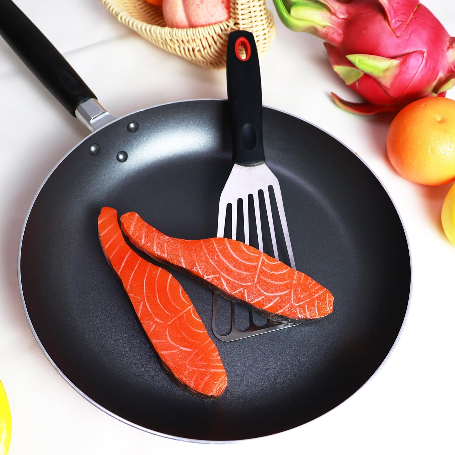 KLAQQED Stainless Steel Spatula Set - Cast Iron Skillet Spatula with Silicone Handle, Turner Flipper for Pancake, Burger, Egg Cooking & BBQ Grill - CookCave