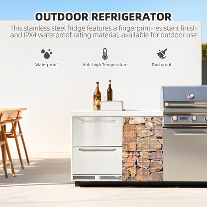 KOKEBREN 24 inch Undercounter Refrigerator, 5.12 Cu.Ft Outdoor Fridge for Patio, Wine and Beverage Refrigerator, Drawer Refrigerator Under Counter Fridge Ideal for Home and Commercial - CookCave