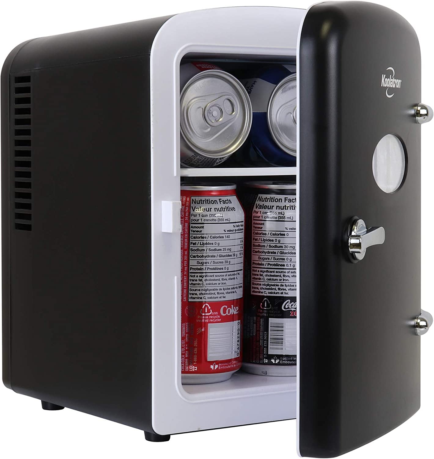 Koolatron Mini Fridge - Refrigerator for Bedroom Office, Portable Table Top Beverage Cooler, 12V 110V Refrigerador For Drinks, Soda, Wine, Breast Milk, Use In Car, Dorm, Outdoor, Patio, 6 Can - CookCave