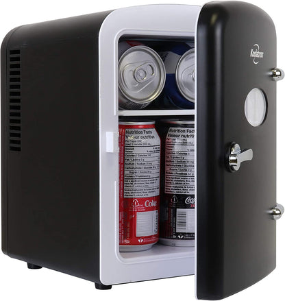 Koolatron Mini Fridge - Refrigerator for Bedroom Office, Portable Table Top Beverage Cooler, 12V 110V Refrigerador For Drinks, Soda, Wine, Breast Milk, Use In Car, Dorm, Outdoor, Patio, 6 Can - CookCave