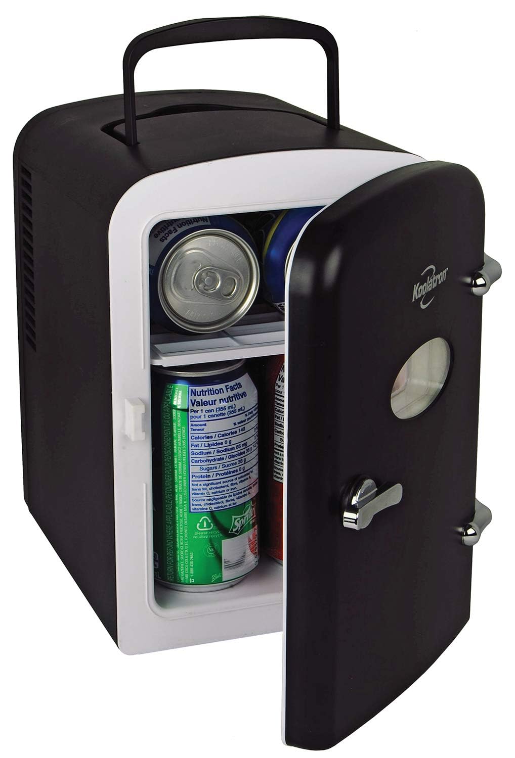 Koolatron Mini Fridge - Refrigerator for Bedroom Office, Portable Table Top Beverage Cooler, 12V 110V Refrigerador For Drinks, Soda, Wine, Breast Milk, Use In Car, Dorm, Outdoor, Patio, 6 Can - CookCave