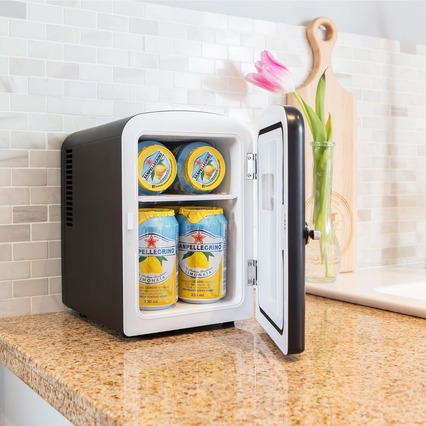 Koolatron Mini Fridge - Refrigerator for Bedroom Office, Portable Table Top Beverage Cooler, 12V 110V Refrigerador For Drinks, Soda, Wine, Breast Milk, Use In Car, Dorm, Outdoor, Patio, 6 Can - CookCave