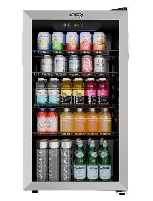 KoolMore 18 in. 3.2 Cu. Ft. Beverage Refrigerator Merchandiser with Stainless Steel Trim and Touch Panel For Soda, Beer or Wine Perfect for Use in a Commercial or Home Setting, ETL Listed (KM-BR32SS) - CookCave