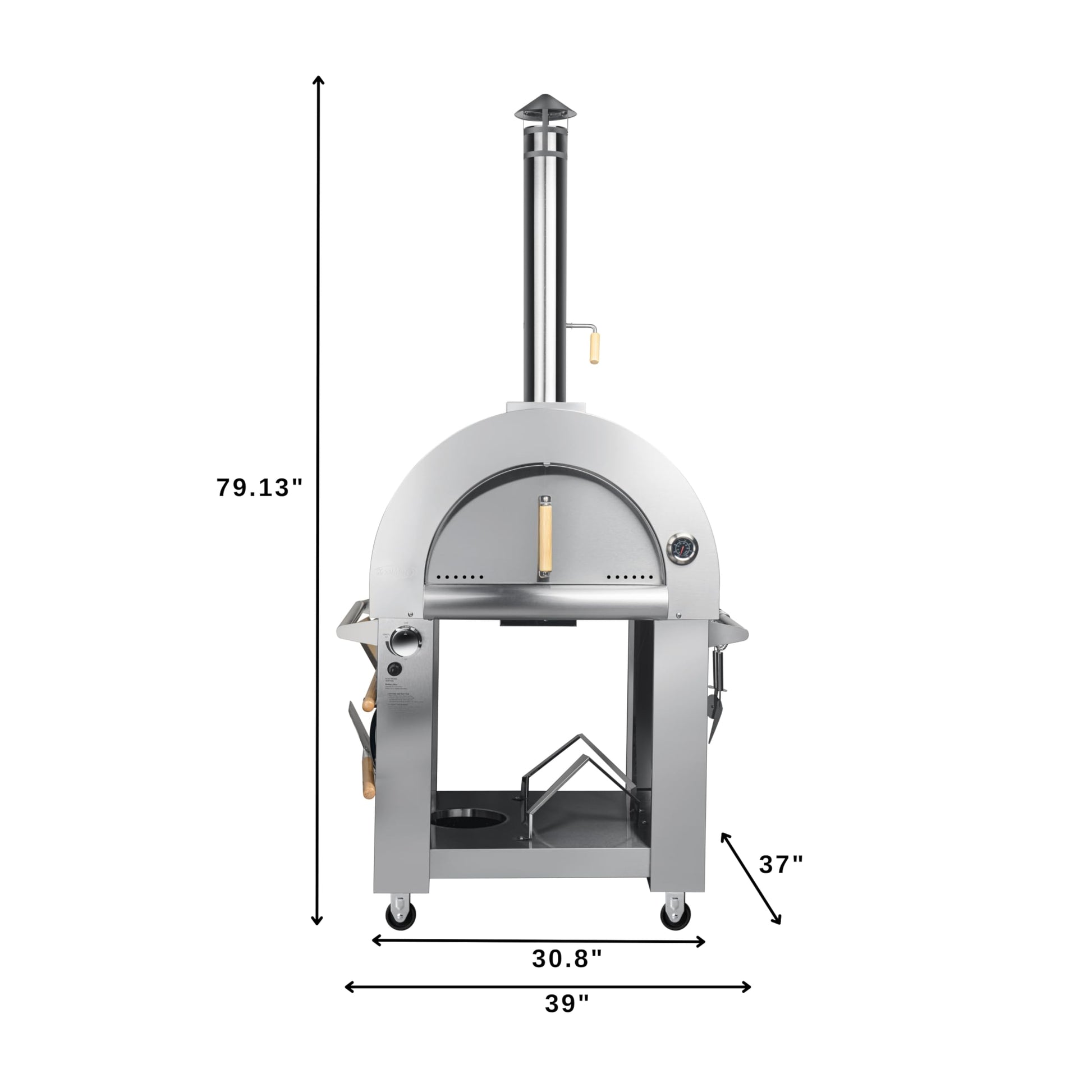 KoolMore KM-OKS-DFPO 32 in. Outdoor Gas and Wood Fired Pizza Oven in Stainless-Steel, Silver - CookCave