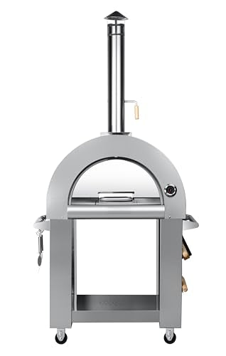 KoolMore KM-OKS-WFPO 32 in. Outdoor Wood Fired Pizza Oven in Stainless-Steel, Silver - CookCave