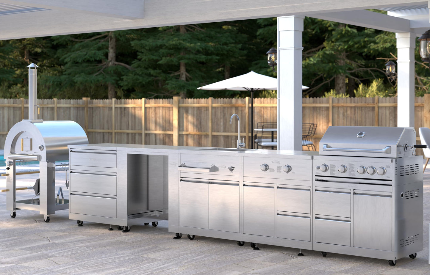 KoolMore KM-OKS-WFPO 32 in. Outdoor Wood Fired Pizza Oven in Stainless-Steel, Silver - CookCave