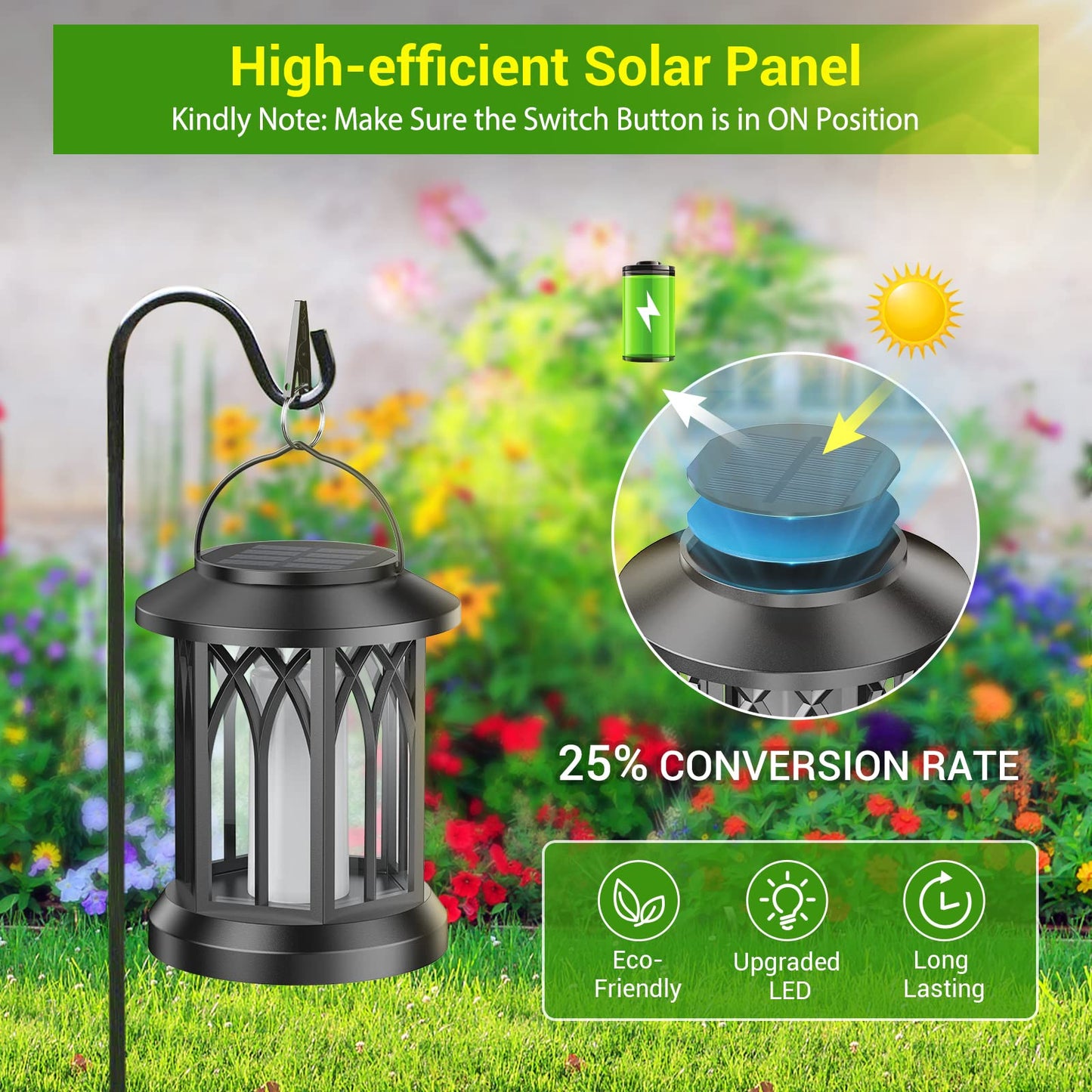 KOOPER 4 Pack Solar Lantern Outdoor Lights, Upgraded Flickering Flame Solar Lanterns Lights Outdoor Waterproof, Hanging Lantern Decorative, Solar Powered Lanterns for Yard Patio Path Tree Garden Decor - CookCave