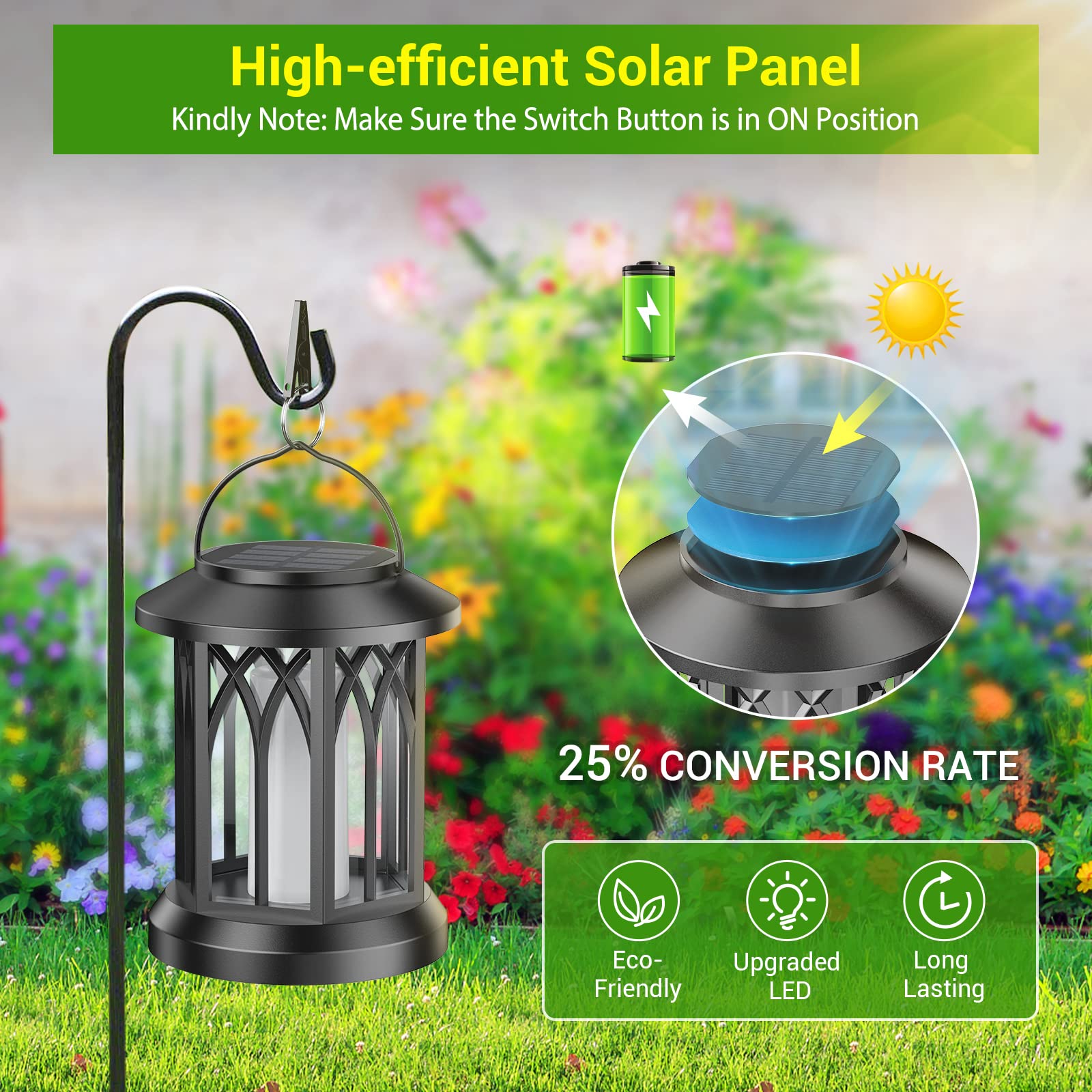 KOOPER 4 Pack Solar Lantern Outdoor Lights, Upgraded Flickering Flame Solar Lanterns Lights Outdoor Waterproof, Hanging Lantern Decorative, Solar Powered Lanterns for Yard Patio Path Tree Garden Decor - CookCave