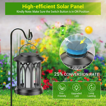 KOOPER 4 Pack Solar Lantern Outdoor Lights, Upgraded Flickering Flame Solar Lanterns Lights Outdoor Waterproof, Hanging Lantern Decorative, Solar Powered Lanterns for Yard Patio Path Tree Garden Decor - CookCave