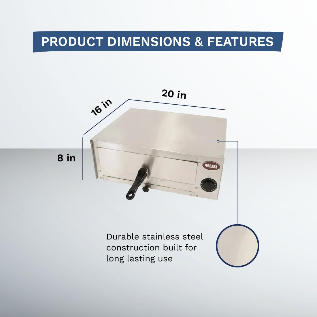 Kratos Commercial Countertop Pizza Oven, Stainless Steel Electric Pizza/Snack Oven with Timer, Fits 12" Pizzas, 120V, 1450 Watts, For Commercial and Home Use - CookCave