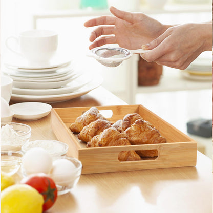 Krimax Serving Tray with Handles, Bamboo Breakfast Tray Wooden Trays Decorative Serving Platter for Eating, Working, Storing, Used in Bedroom, Kitchen, Living Room, Bathroom, Hospital and Outdoors - CookCave