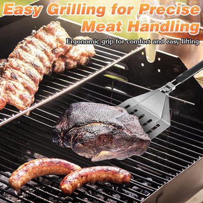Large Metal Spatula, Extra Large Stainless Steel Spatula 22 x 7.9 Inch, Heavy Duty BBQ Meat Turner with Foldable Handle, Oversized Turner for Lifting Whole Ribs, Brisket & Pork - CookCave