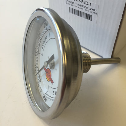 LavaLock® 3" Adjustable Gas Charcoal Smoker Pit Grill BBQ Thermometer Electric Heavy Duty Stainless 2.5" stem - CookCave