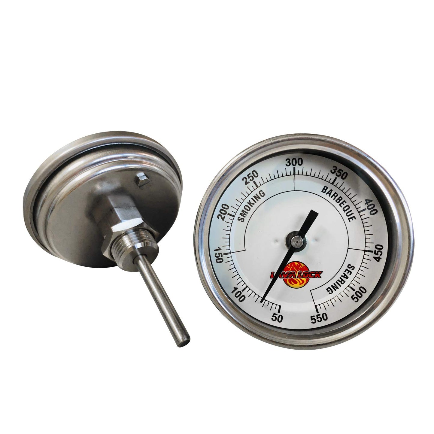 LavaLock® 3" Adjustable Gas Charcoal Smoker Pit Grill BBQ Thermometer Electric Heavy Duty Stainless 2.5" stem - CookCave
