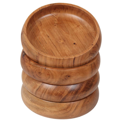 LAVAUX DESIGNS wooden bowls for food | Set of 4 individual acacia wood bowls 8 x 2 inches (25 oz) | Enjoy your salad, pasta, rice, acai, smoothie, soup, fruits, snacks - CookCave