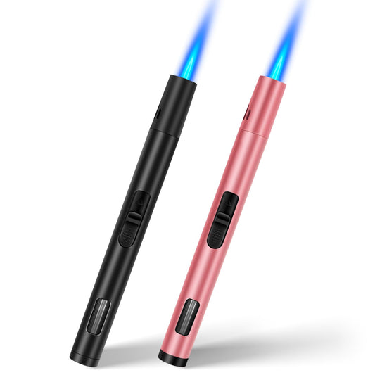 LcFun Torch Lighters 2 Pack Refillable Butane Lighter, Butane NOT Included, Windproof Adjustable Jet Flame Long Lighters for Candle, Grill, BBQ, Camping - CookCave