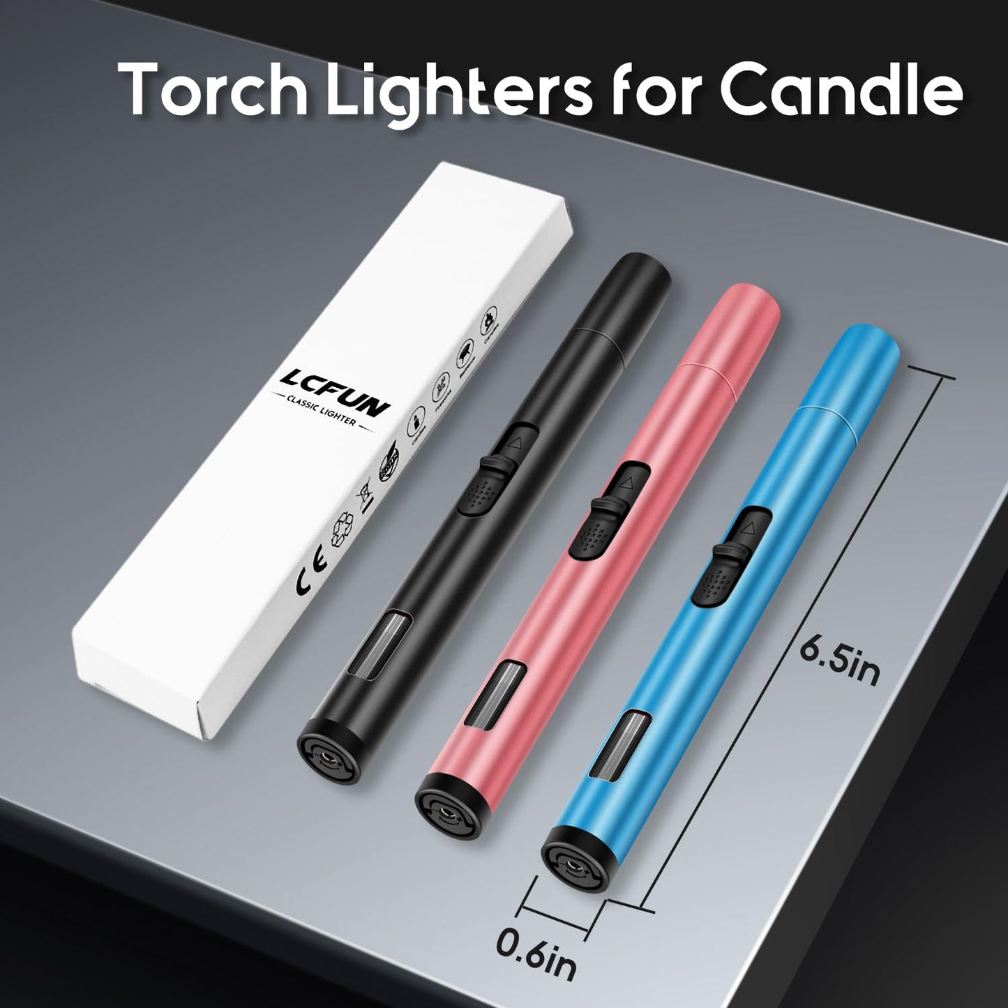 LcFun Torch Lighters 2 Pack Refillable Butane Lighter, Butane NOT Included, Windproof Adjustable Jet Flame Long Lighters for Candle, Grill, BBQ, Camping - CookCave