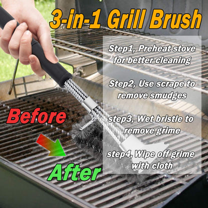 Leonyo Grill Tools Set of 6, 18Inch Extra-Long BBQ Tool Set, Heavy-Duty Barbecue Grilling Accessories, Stainless Steel Spatula, Fork, Tong, Basting Brush, Cleaning Brush, Carrying Bag - CookCave