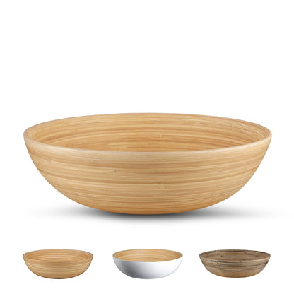 LEXA 12" Handmade Natural Bamboo Wooden Salad Bowl - 130Oz Lightweight Large Wooden Bowls for Food - Bamboo Wooden Fruit Bowl for Kitchen Counter, Wood Bowls for food - Wooden Serving Bowl for Snacks - CookCave