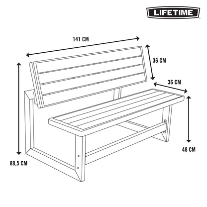 LIFETIME 60253 Outdoor Convertible Bench, 55 Inch, Harbor Gray - CookCave