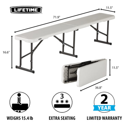 Lifetime 80305 Portable Folding Bench, White - CookCave