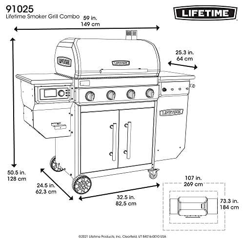 Lifetime Gas Grill and Wood Pellet Smoker Combo, WiFi and Bluetooth Control Technology - CookCave