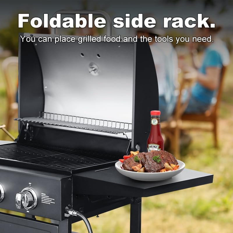 LINGXI grill gas 3-Burner Propane Grill, Gas Grill with front hanging basket, 30000 BTU barbecue grill, Grills outdoor cooking. Suitable for Backyard, Outdoor, Patio, Garden.Outside grill. - CookCave