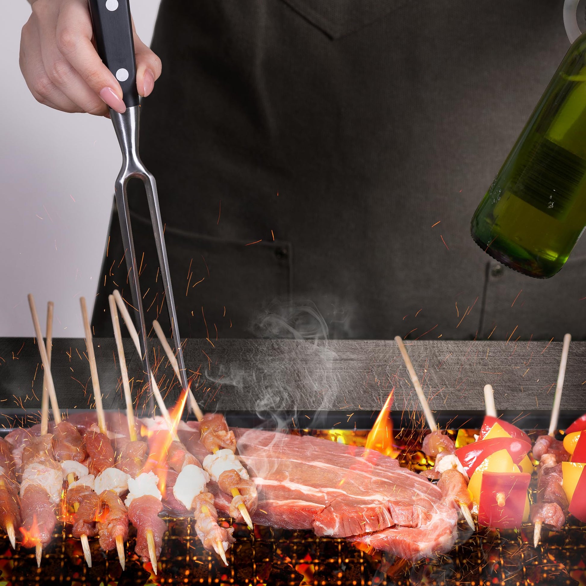 linoroso Meat Carving Fork 11 inch, Razor Sharp Carving Fork Barbecue Fork BBQ Tools Meat Forks Stainless Steel - CookCave