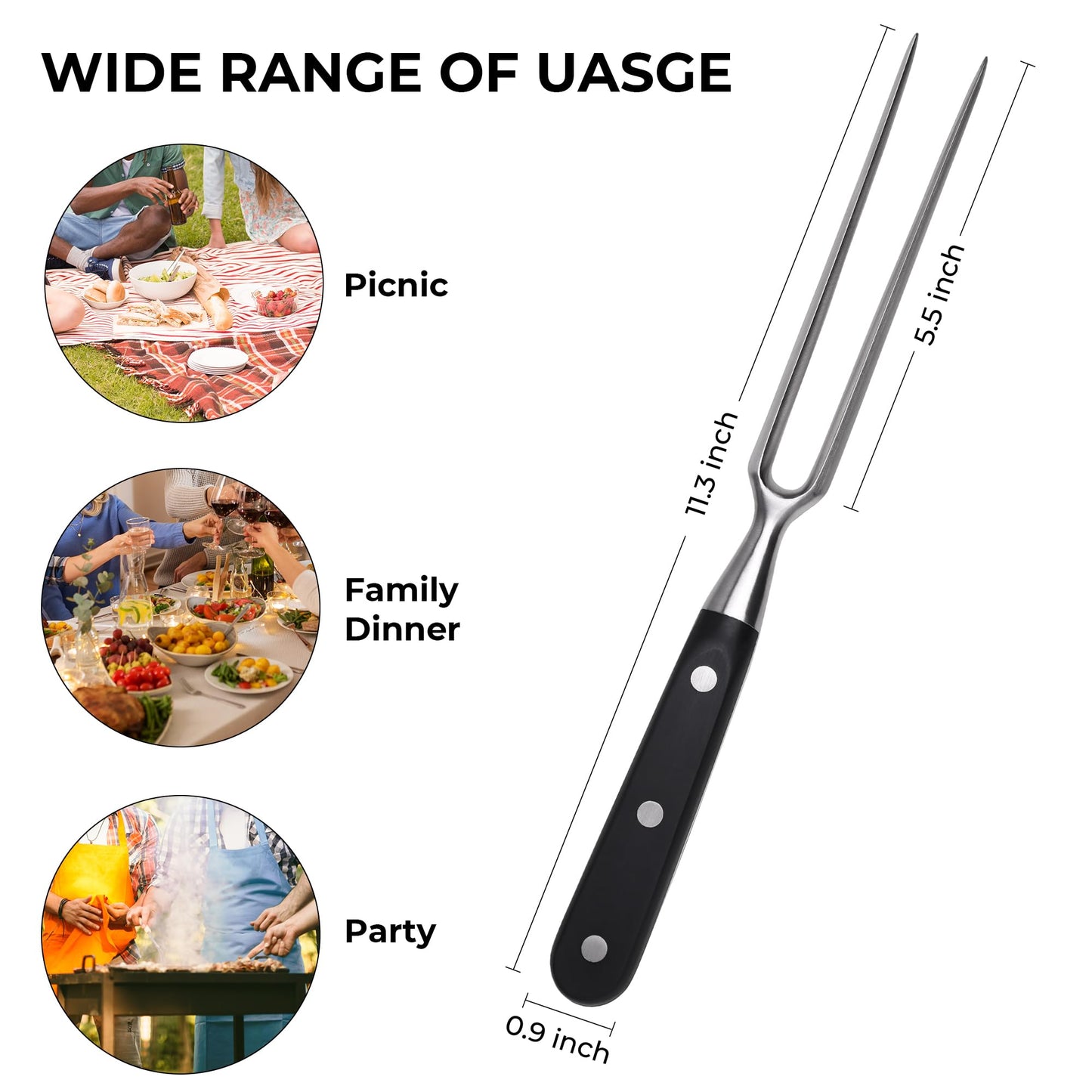linoroso Meat Carving Fork 11 inch, Razor Sharp Carving Fork Barbecue Fork BBQ Tools Meat Forks Stainless Steel - CookCave