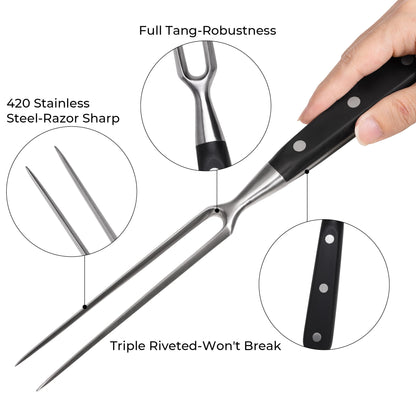 linoroso Meat Carving Fork 11 inch, Razor Sharp Carving Fork Barbecue Fork BBQ Tools Meat Forks Stainless Steel - CookCave