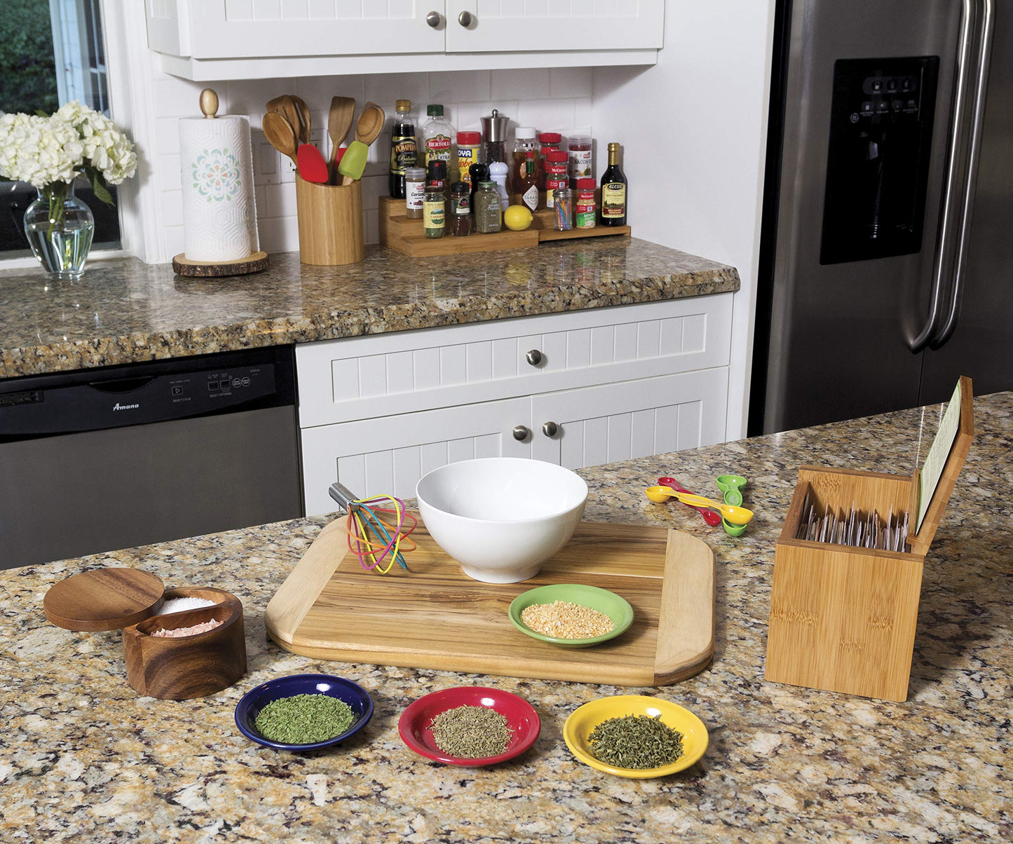 Lipper International 8827 Bamboo Wood Kitchen Tool Holder, 5-1/2" x 8" - CookCave