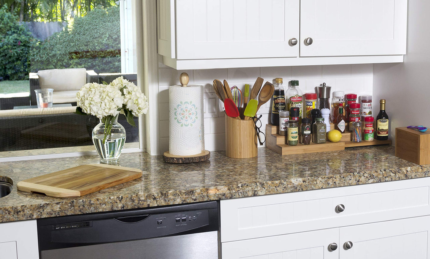 Lipper International 8827 Bamboo Wood Kitchen Tool Holder, 5-1/2" x 8" - CookCave