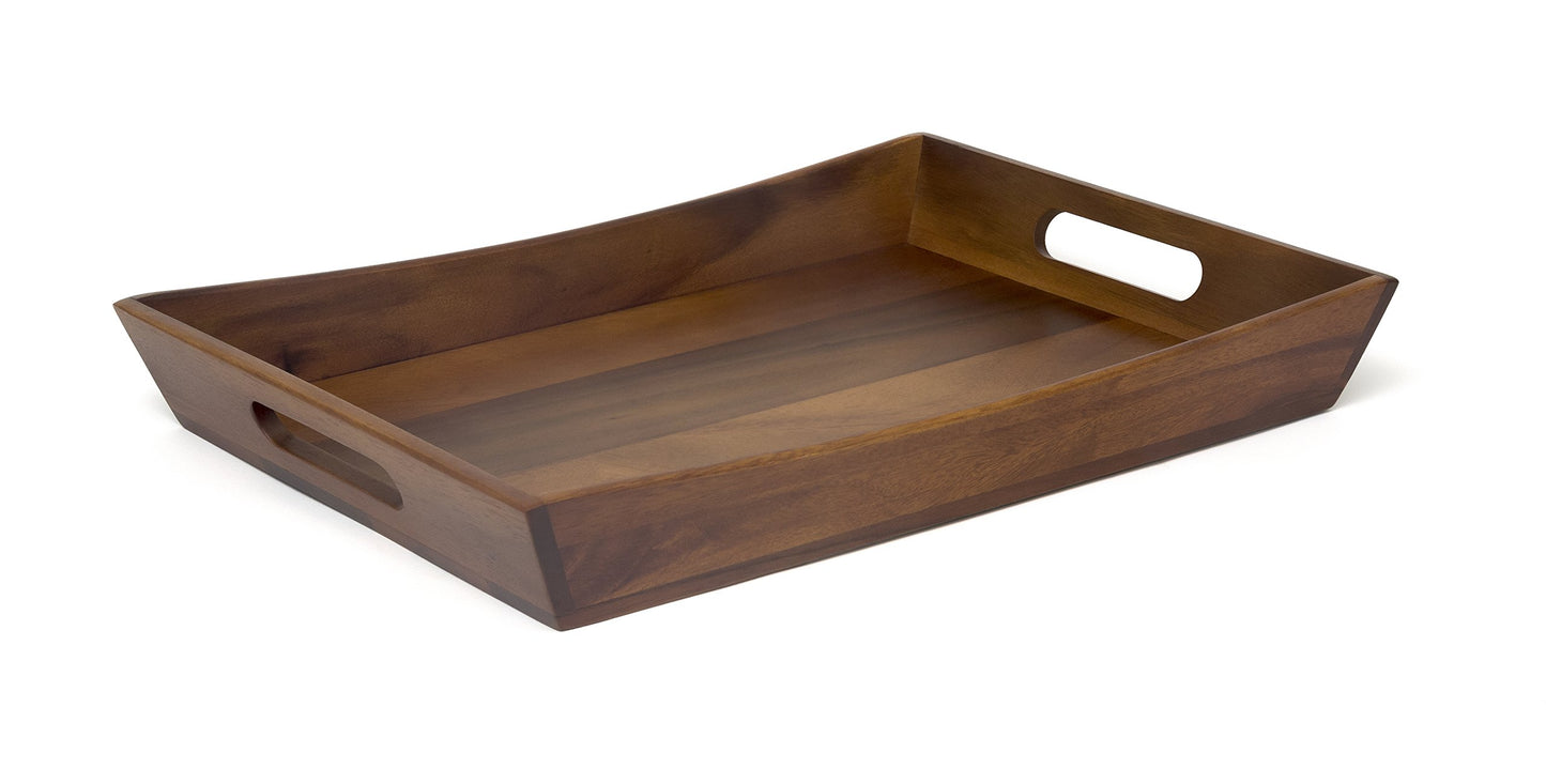 Lipper International Acacia Curved Serving Tray, 19.88" x 14" x 2.5" - CookCave