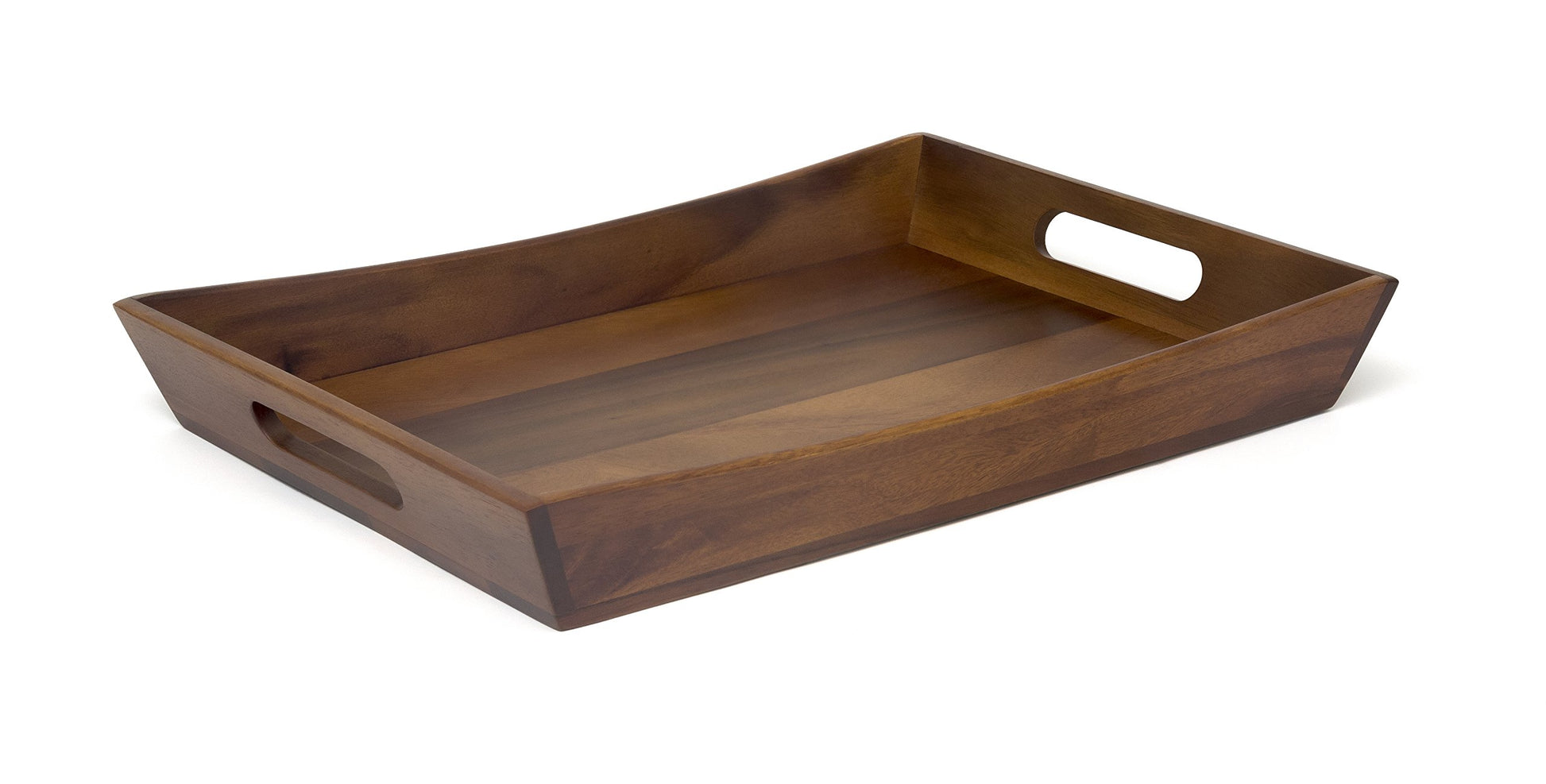 Lipper International Acacia Curved Serving Tray, 19.88" x 14" x 2.5" - CookCave